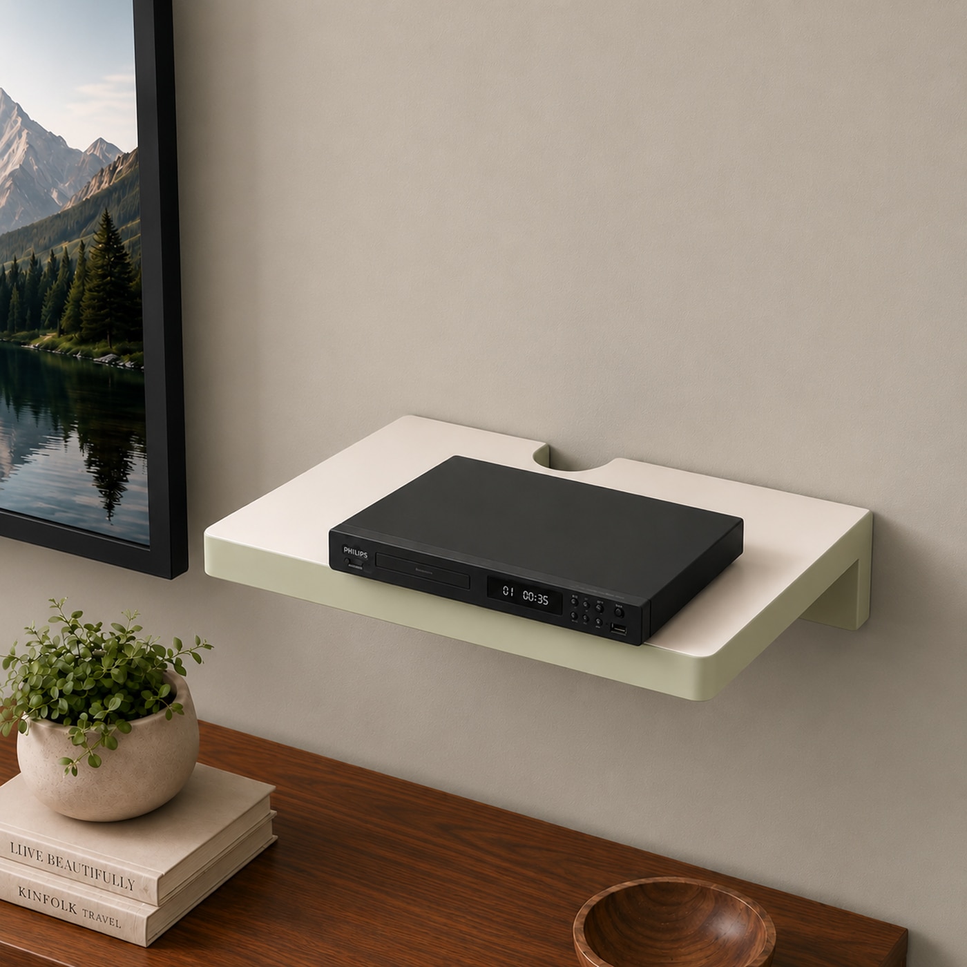 F-20110-MDF-C19 Setup Box Stand Wall Mount Shelf - TV Media Storage Cabinet - Image 1