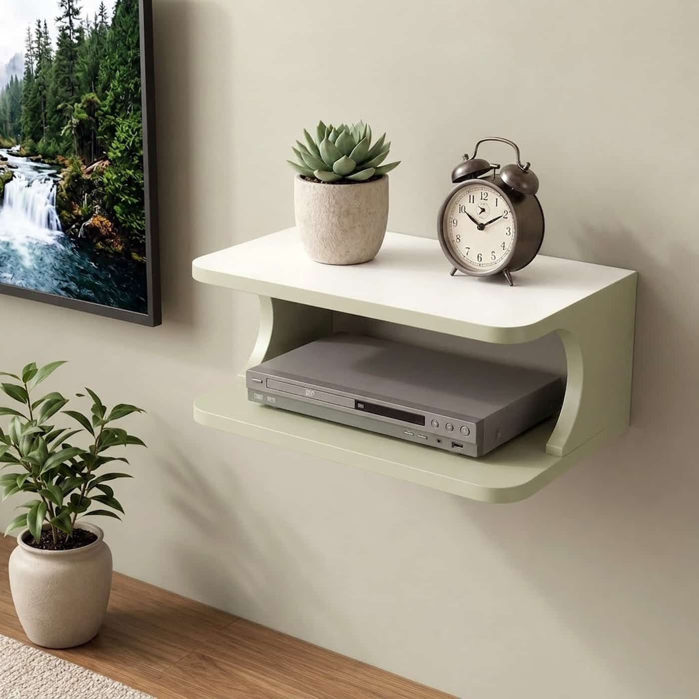 F-20112-MDF-C19 Set Top Box & WiFi Router Wall Stand - Heavy Duty Organizer - Image 1